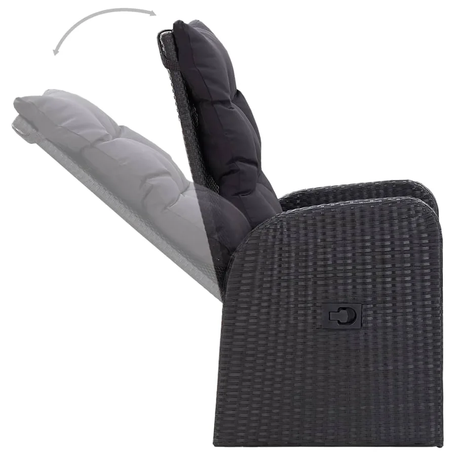Ensemble à manger de jardin 7 pcs Noir - 10