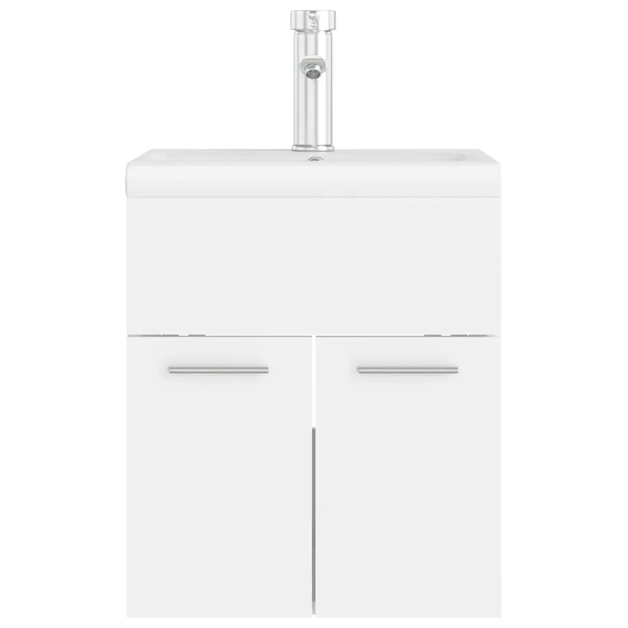 Armoire d'évier avec lavabo intégré Blanc Bois d'ingénierie - 5