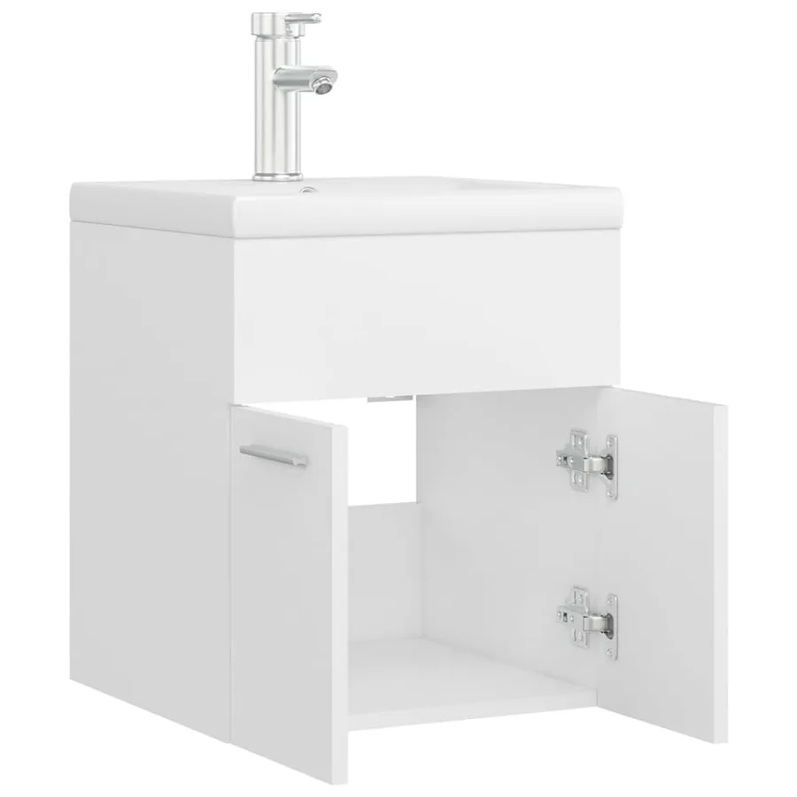 Armoire d'évier avec lavabo intégré Blanc Bois d'ingénierie - 7