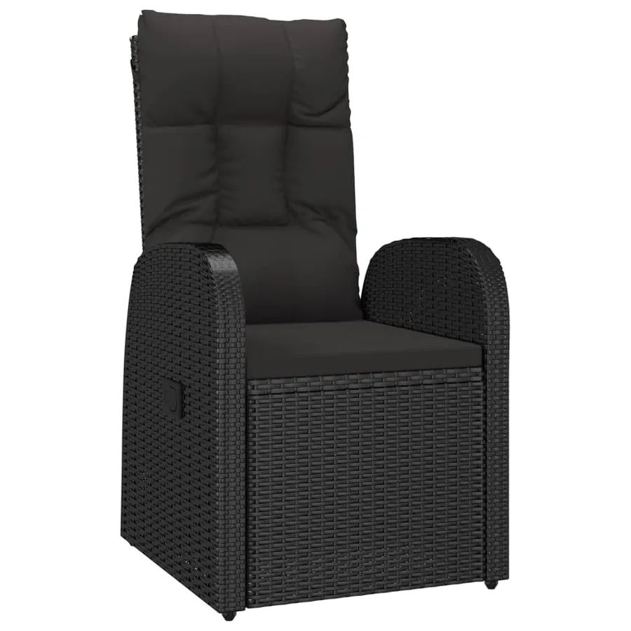Ensemble à manger de jardin 9pcs coussins noir résine tressée - 5