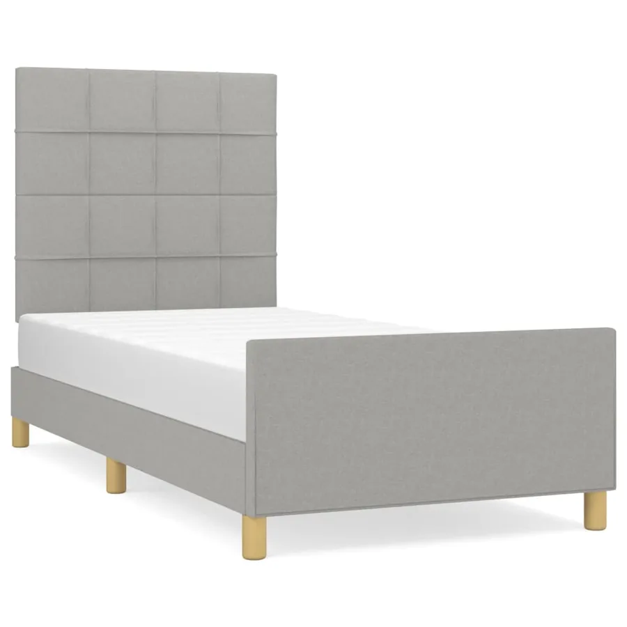 Cadre de lit sans matelas gris clair 90x190 cm tissu - 2