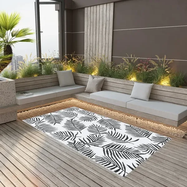 Tapis d'extérieur ARAKIL Blanc et noir 160x230 cm PP