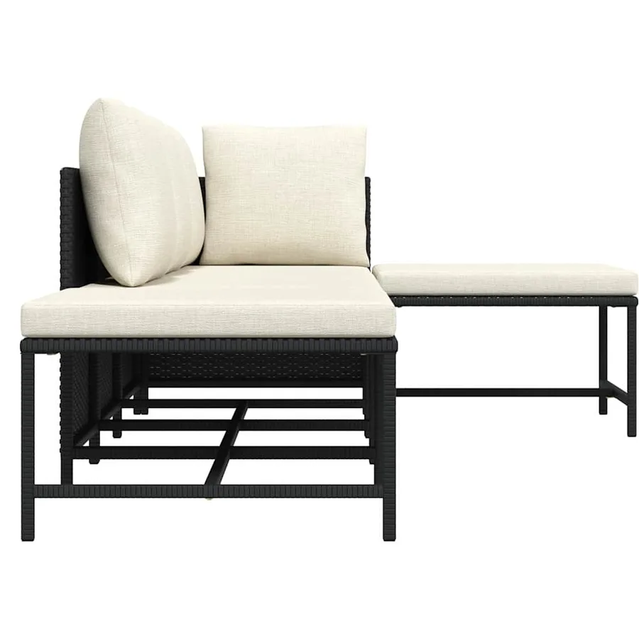 Salon de jardin 5 pcs avec coussins Noir Résine tressée - 6