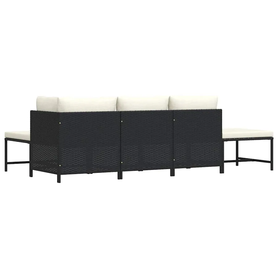 Salon de jardin 5 pcs avec coussins Noir Résine tressée - 7