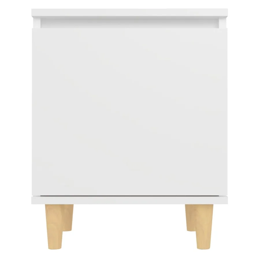 Table de chevet avec pieds en bois massif Blanc 40x30x50 cm - 4