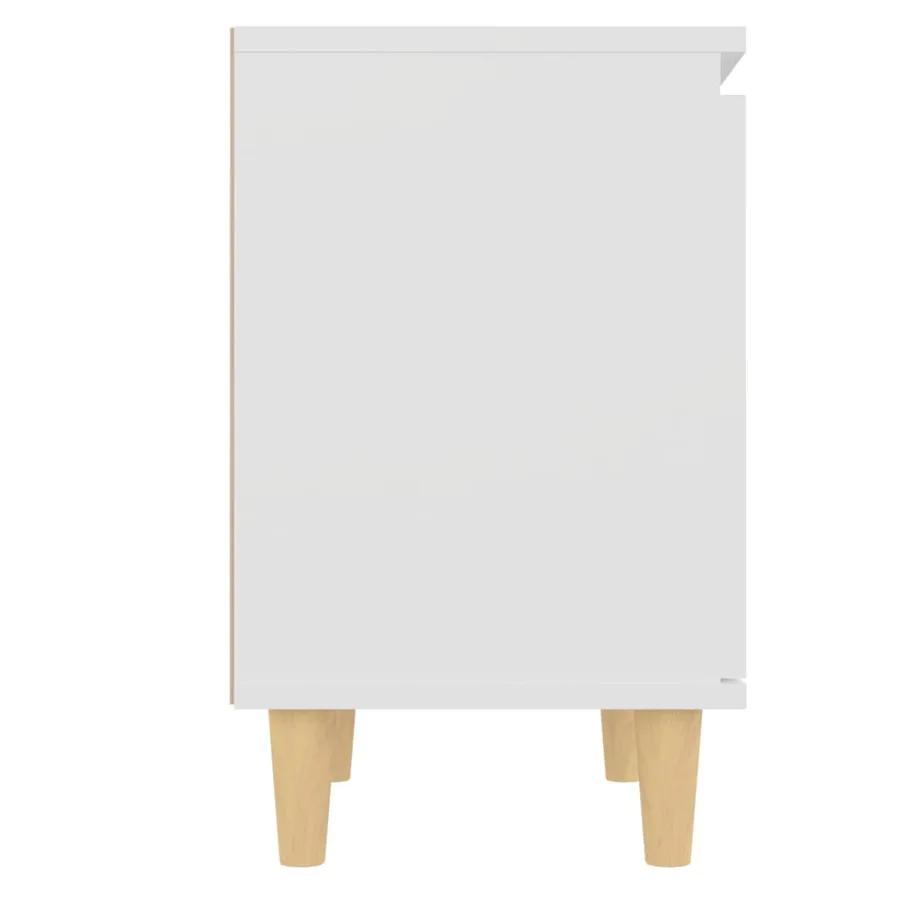 Table de chevet avec pieds en bois massif Blanc 40x30x50 cm - 5