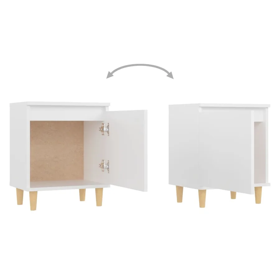 Table de chevet avec pieds en bois massif Blanc 40x30x50 cm - 7