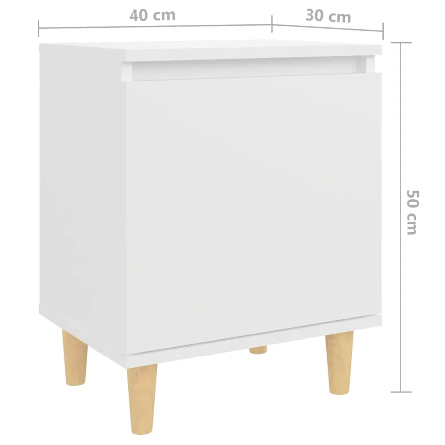 Table de chevet avec pieds en bois massif Blanc 40x30x50 cm - 8