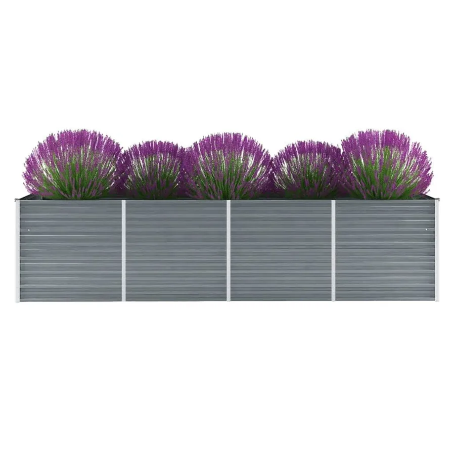 Lit surélevé de jardin Acier galvanisé 320x80x77 cm Gris