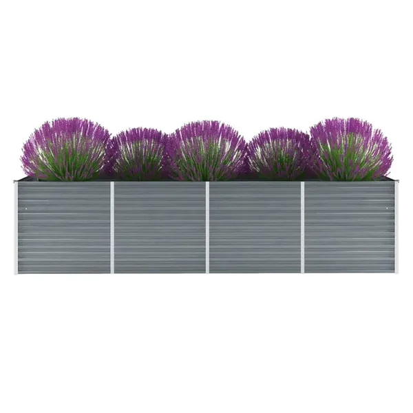 Lit surélevé de jardin Acier galvanisé 320x80x77 cm Gris