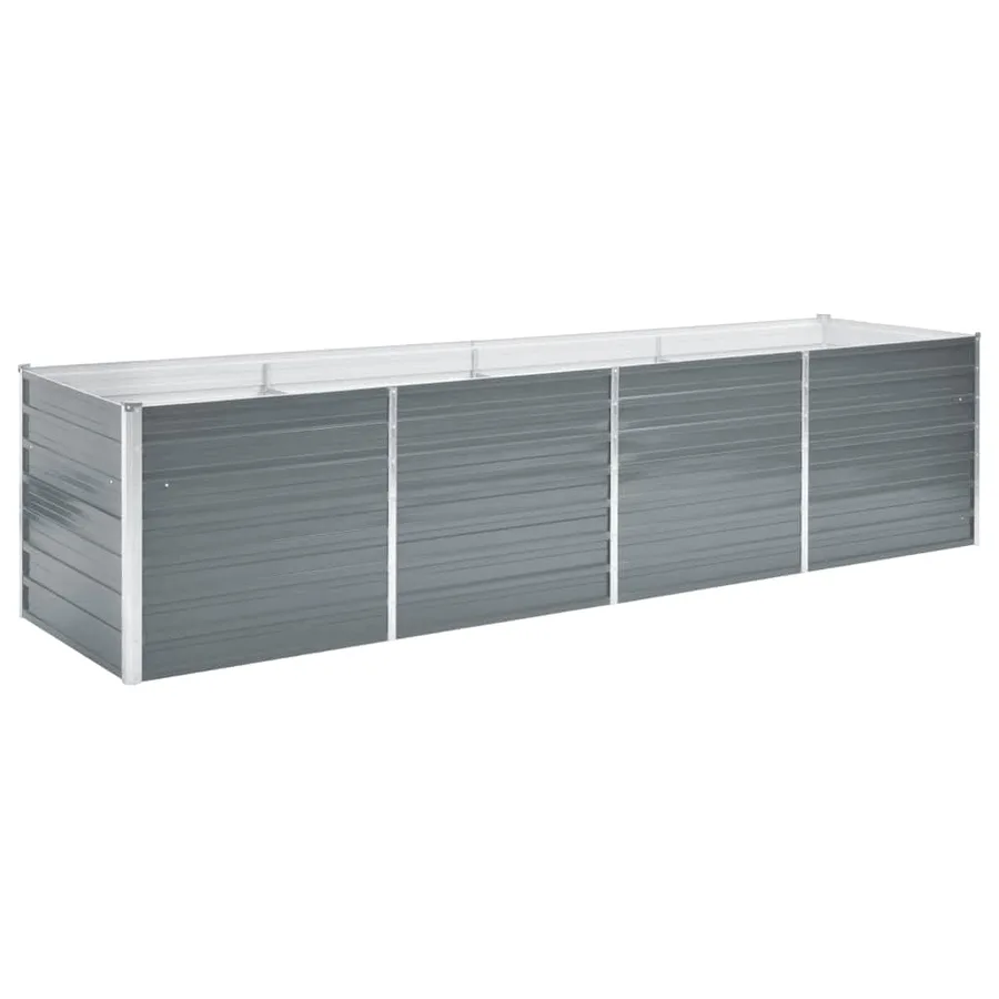 Lit surélevé de jardin Acier galvanisé 320x80x77 cm Gris - 2