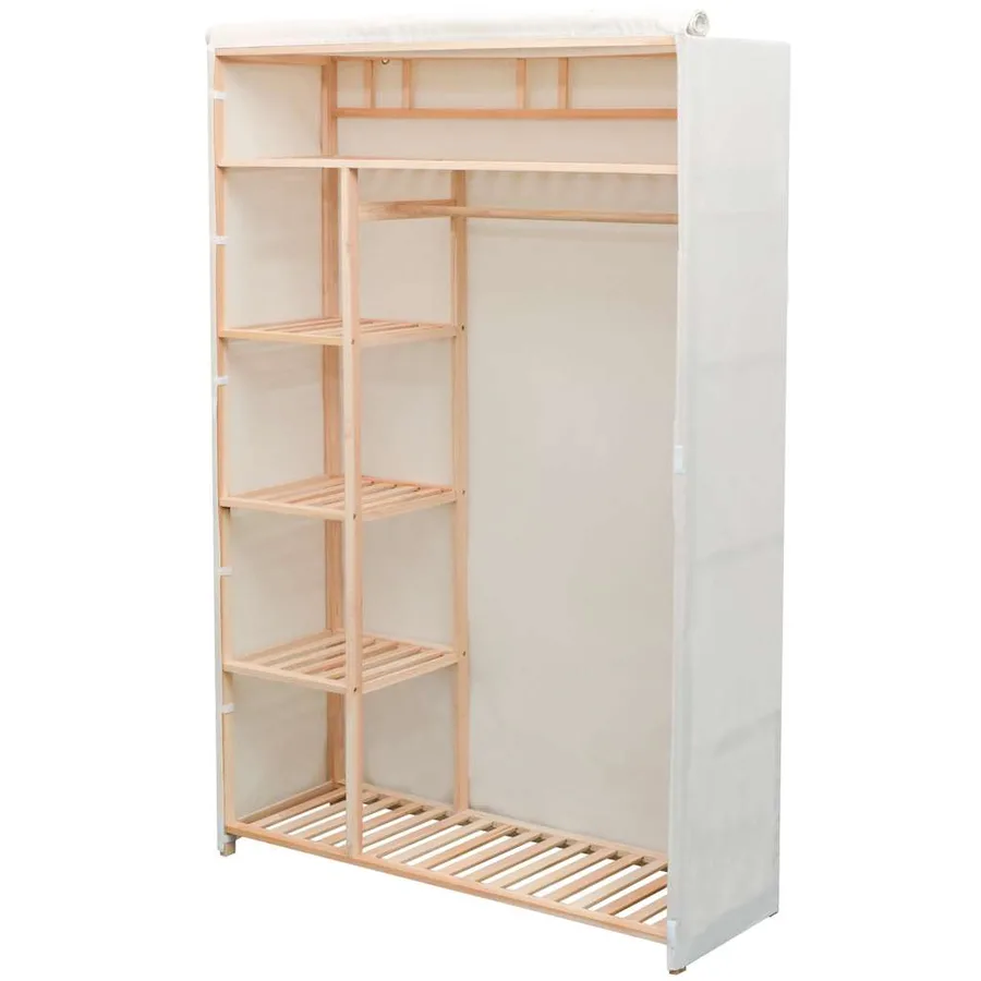 Garde-robe en tissu et bois de pin 110x40x170 cm - 3