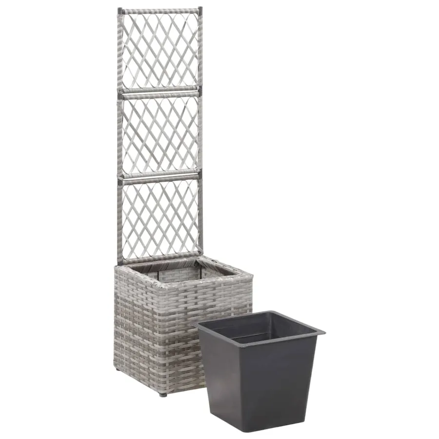 Lit surélevé en treillis 1 pot 30x30x107 cm Résine tressée Gris - 4
