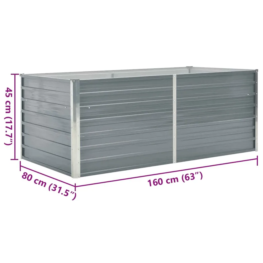 Jardinière 160 x 80 x 45 cm Acier galvanisé Gris - 7