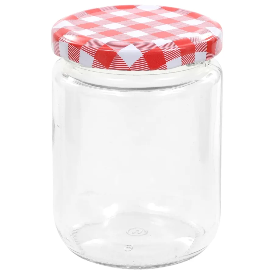 48 pcs Pots à confiture Couvercle blanc et rouge Verre 230 ml - 4