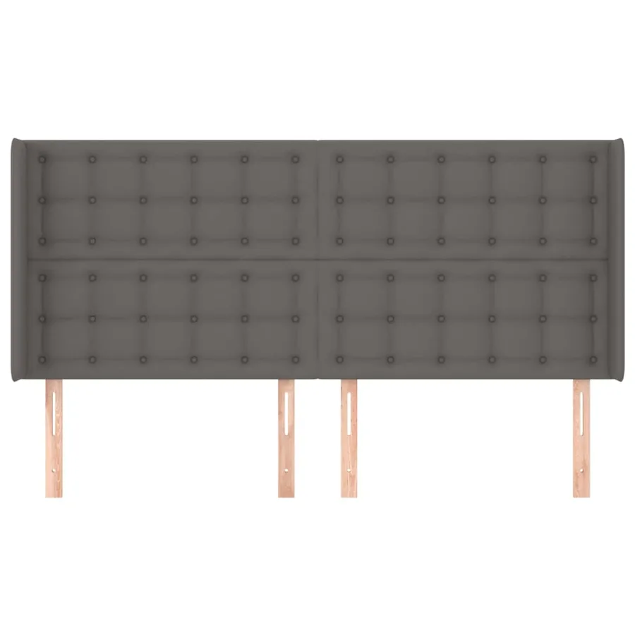 Tête de lit avec oreilles Gris 163x16x118/128 cm Similicuir - 3