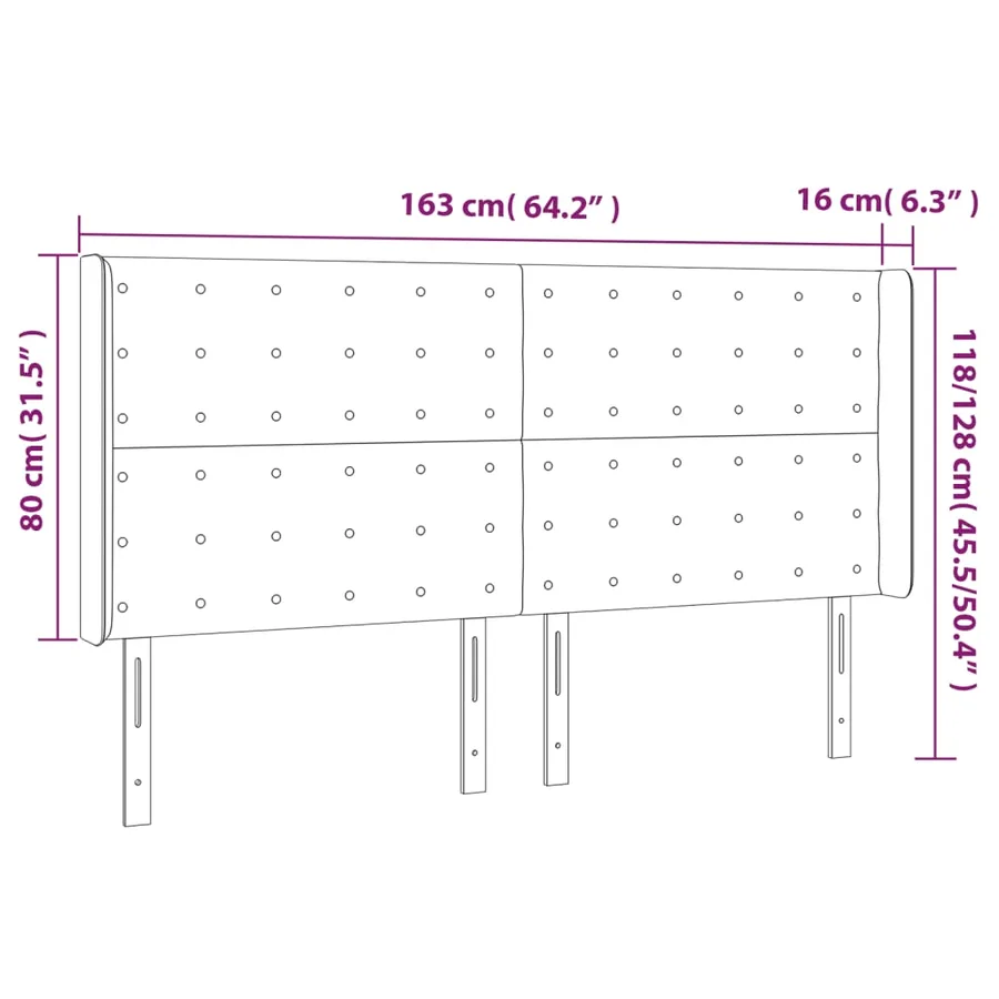 Tête de lit avec oreilles Gris 163x16x118/128 cm Similicuir - 9