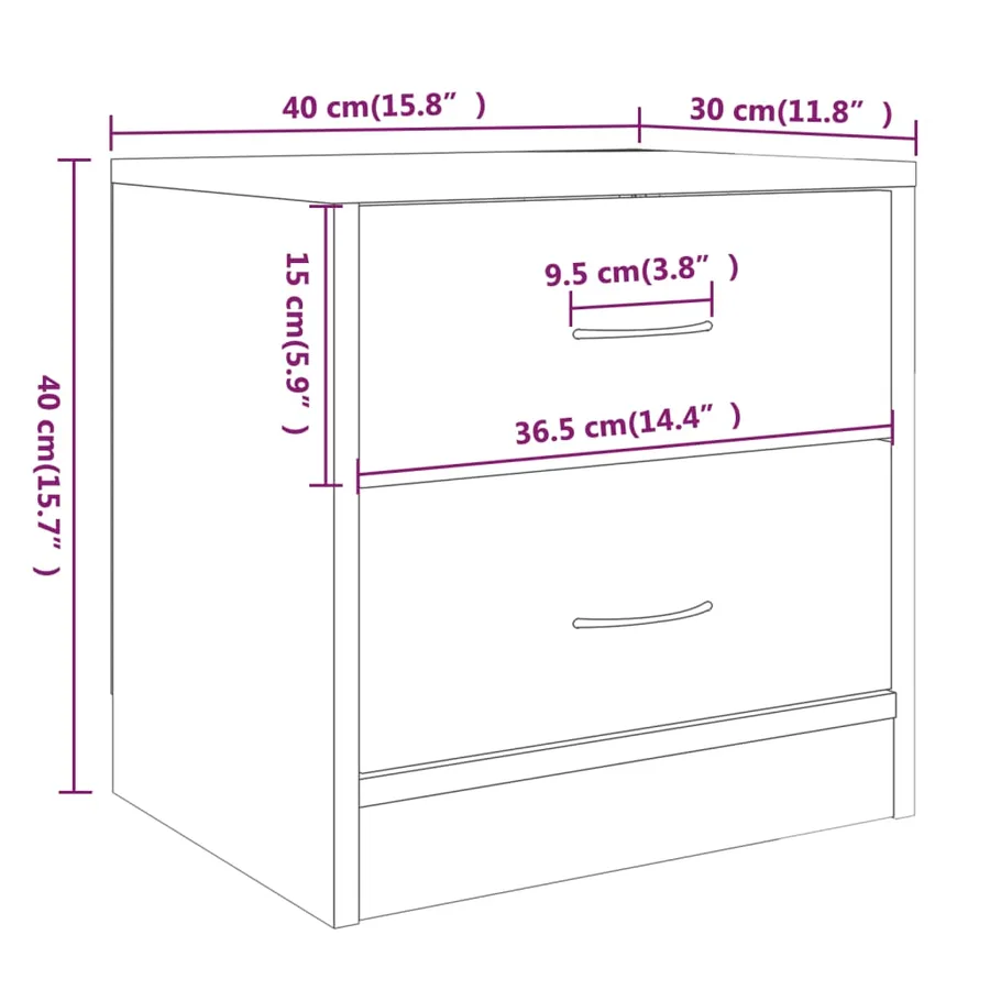 Tables de chevet 2 pcs sonoma gris 40x30x40 cm bois ingénierie - 7