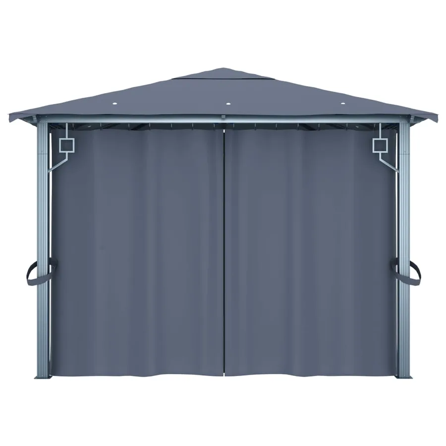 Tonnelle avec rideau et lumières LED 4x3 m Anthracite Aluminium - 9