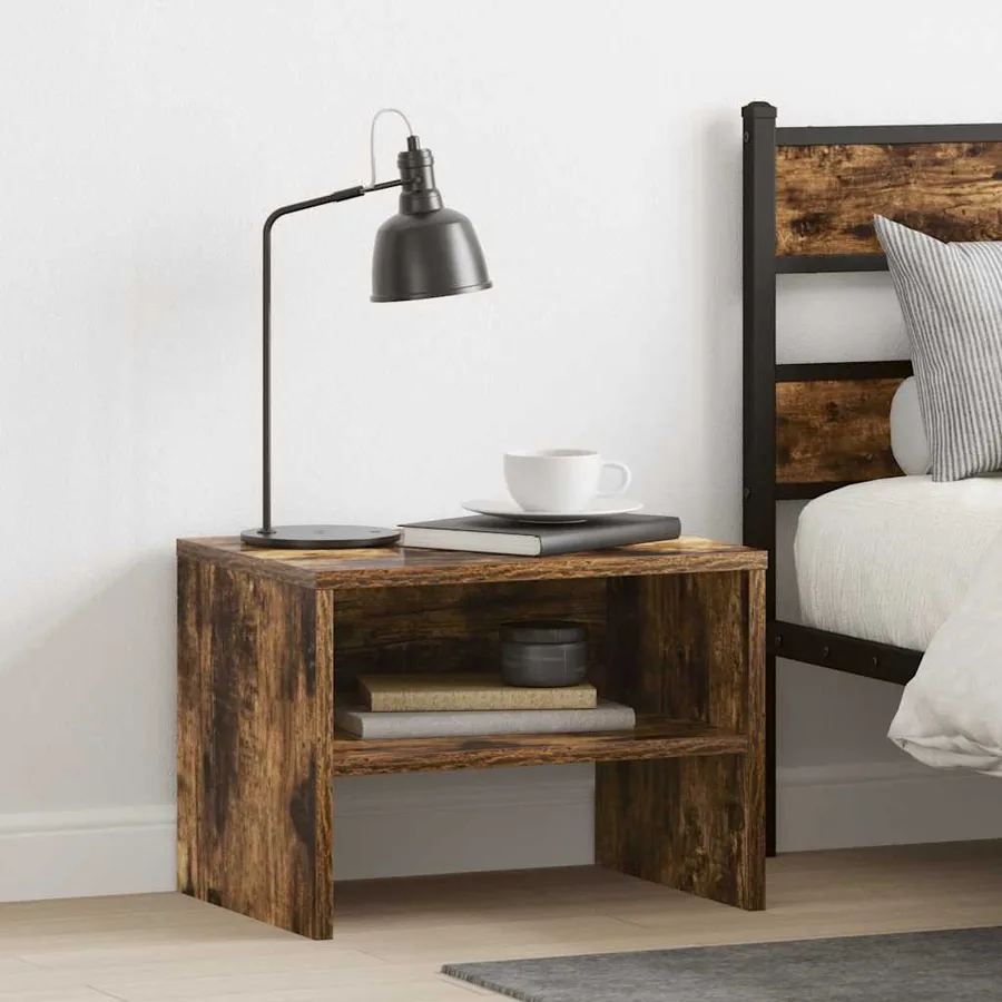 Table de chevet Chêne fumé 40x30x30 cm Bois d'ingénierie
