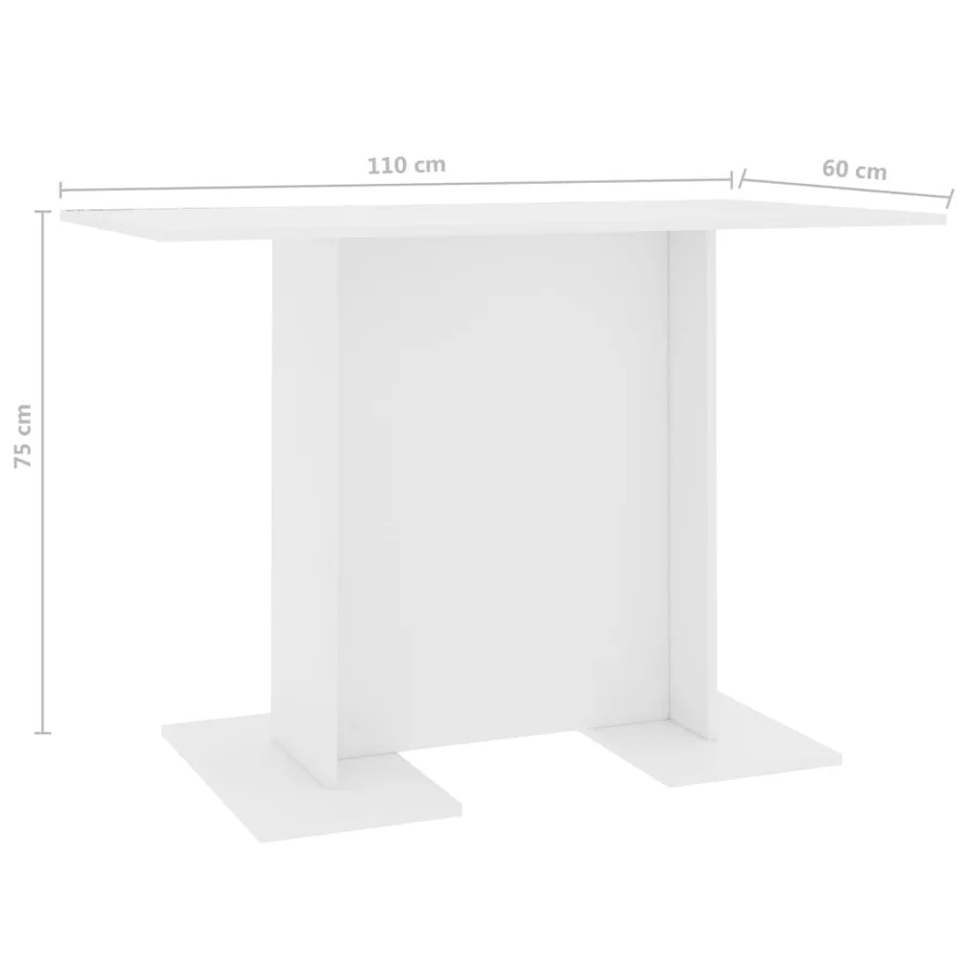 Table de salle à manger Blanc 110 x 60 x 75 cm Bois ingénierie - 6