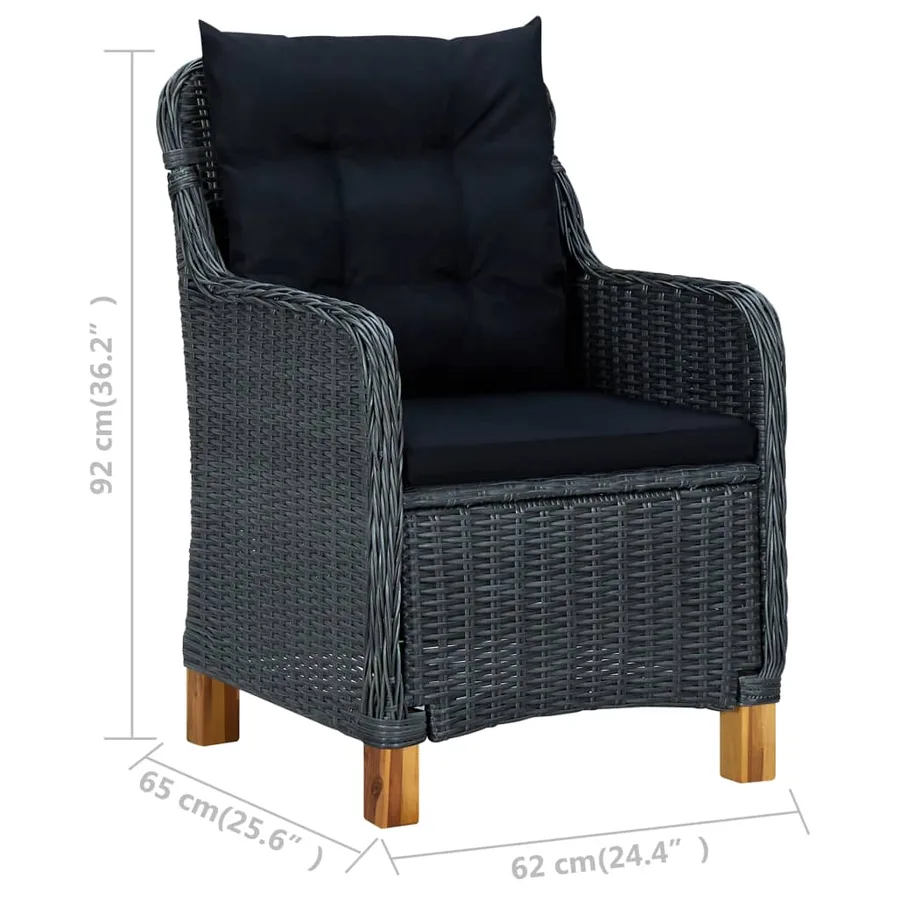 Ensemble à manger de jardin 5 pcs Gris foncé - 12