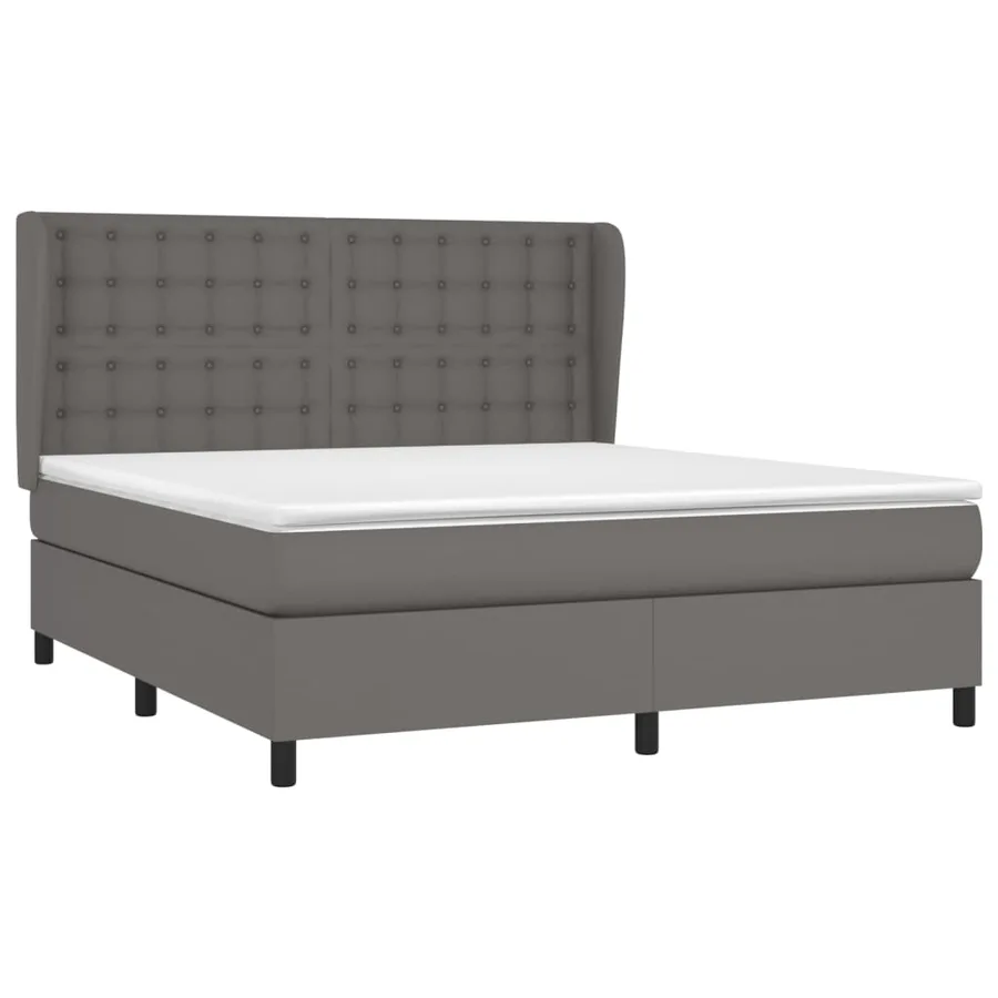 Sommier à lattes de lit avec matelas Gris 160x200 cm Similicuir - 3