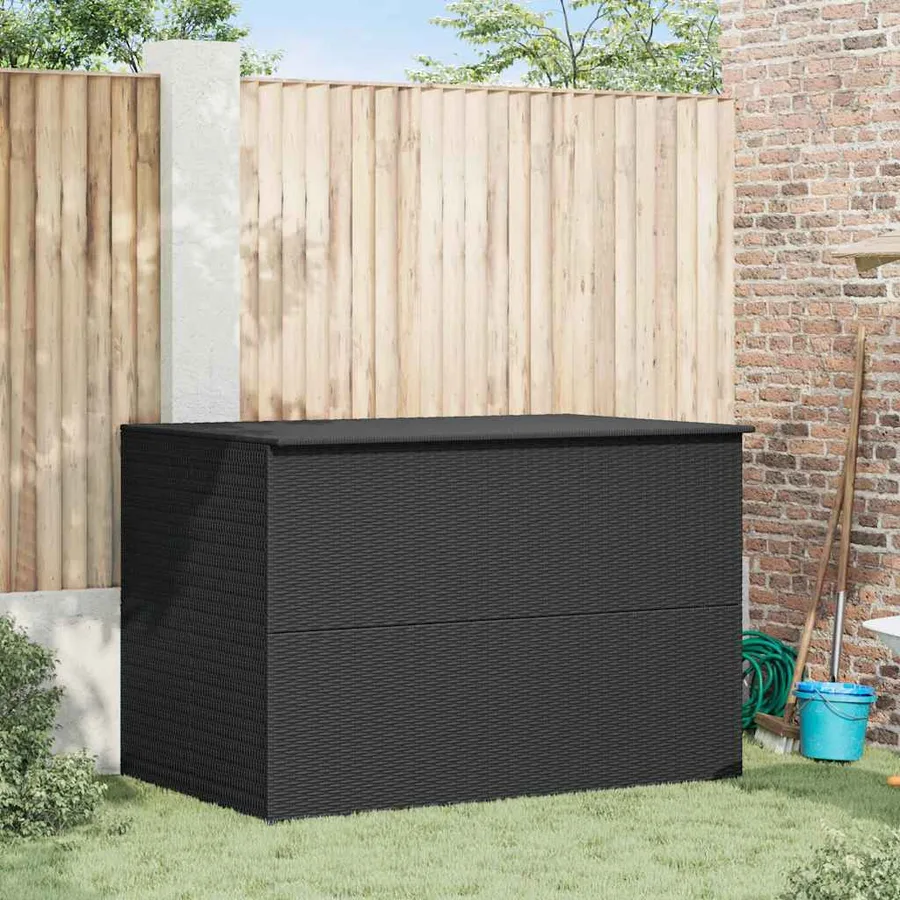 Boîte de rangement de jardin noir 150x100x100 cm résine tressée - 2