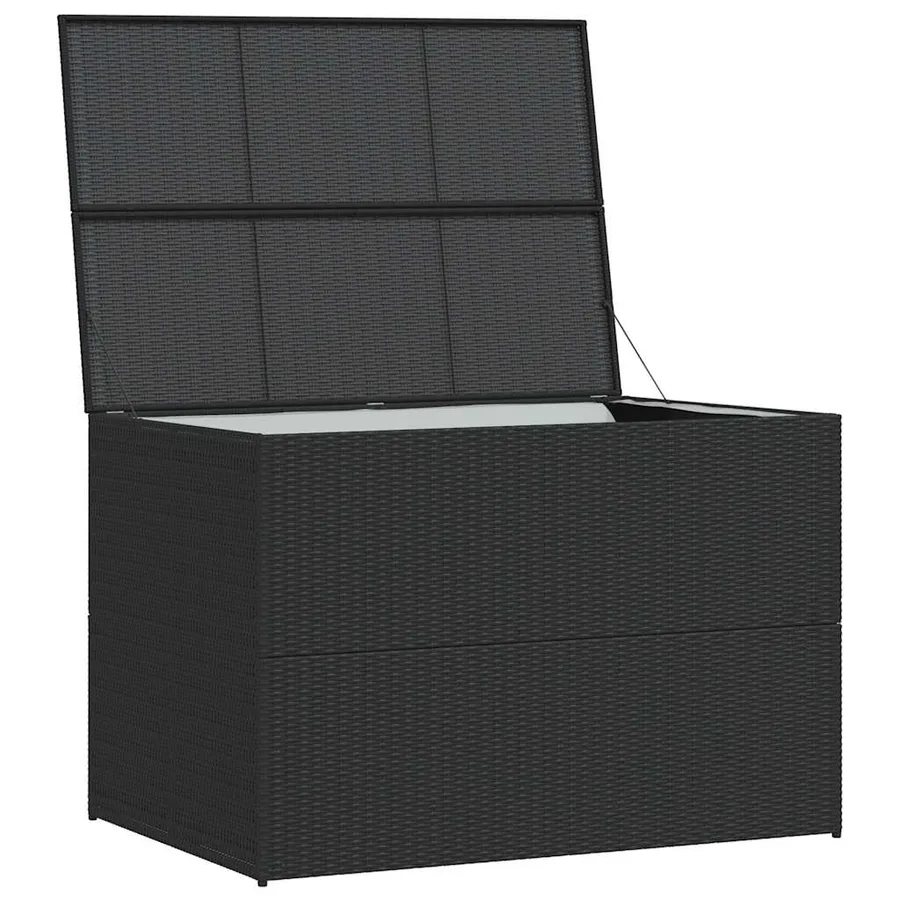 Boîte de rangement de jardin noir 150x100x100 cm résine tressée - 5