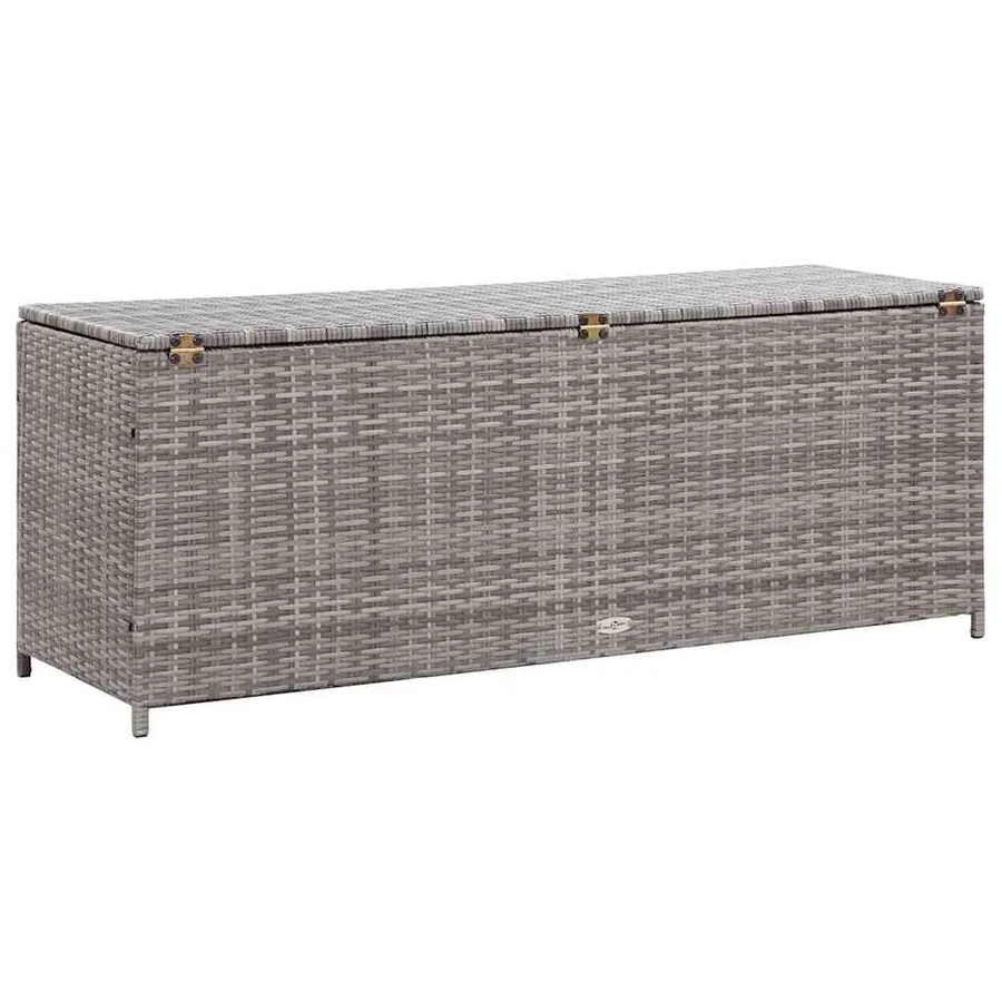 Boîte de rangement de jardin gris 150x50x60 cm résine tressée - 6
