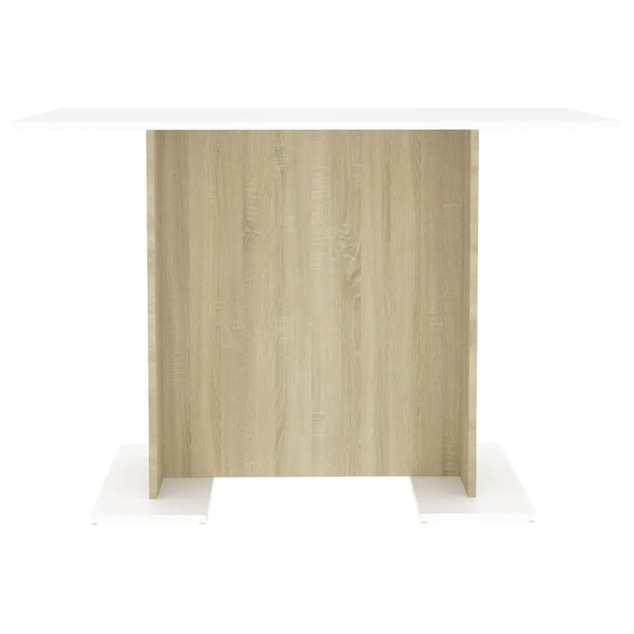 Table à manger blanc et chêne sonoma bois ingénierie - 3