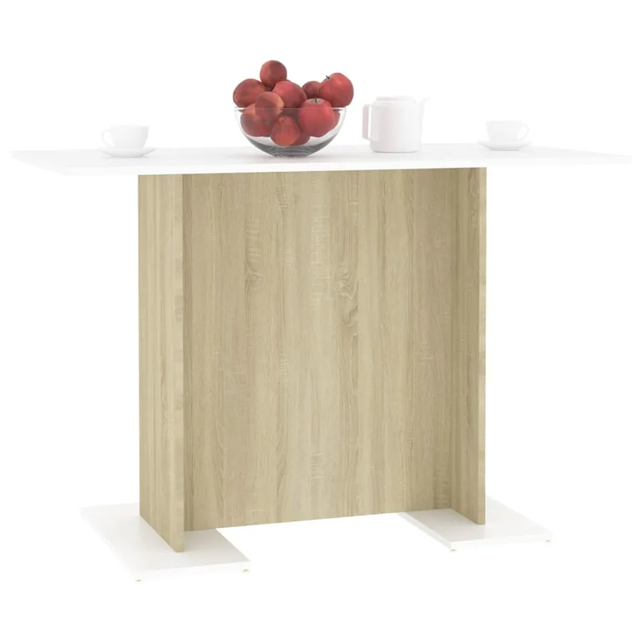 Table à manger blanc et chêne sonoma bois ingénierie - 5