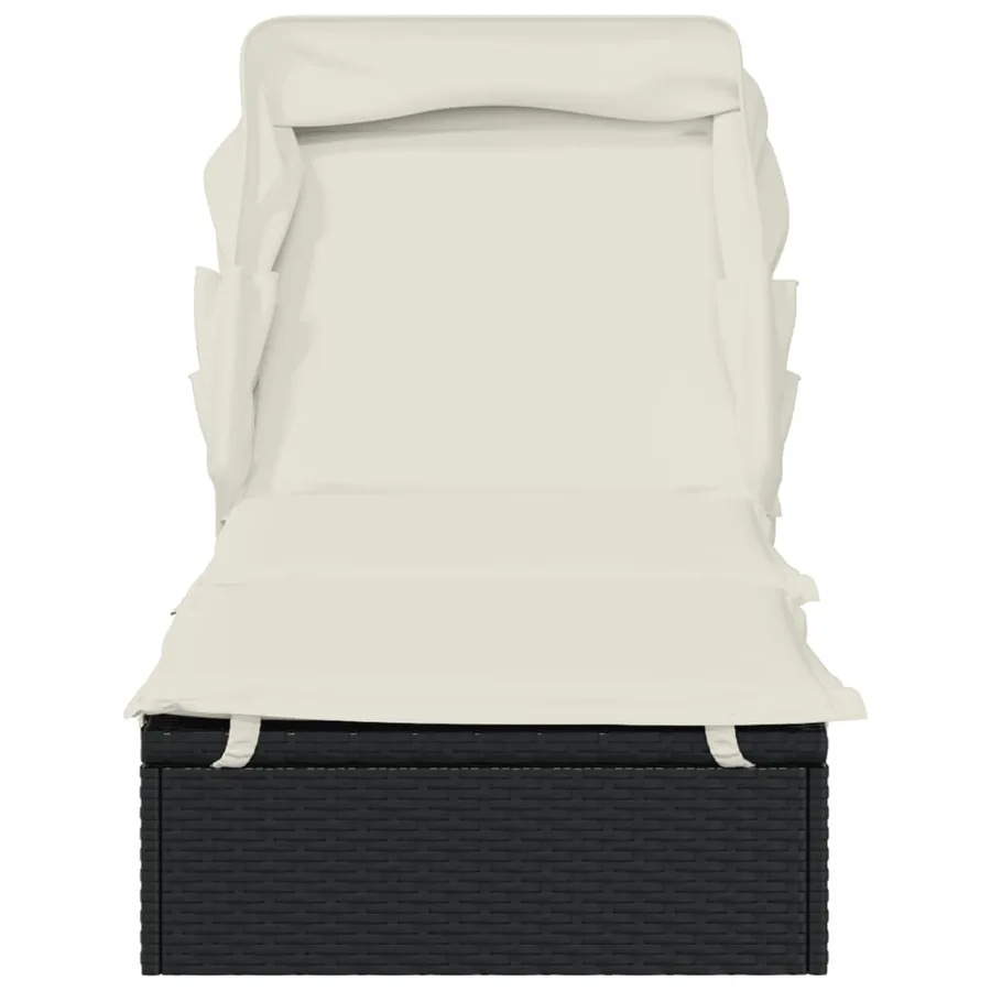 Transat avec toit pliable gris 213x63x97 cm résine tressée - 16
