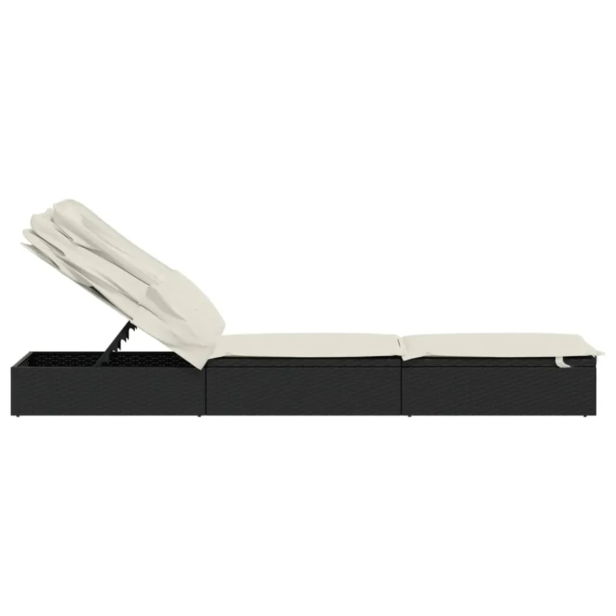 Transat avec toit pliable gris 213x63x97 cm résine tressée - 18