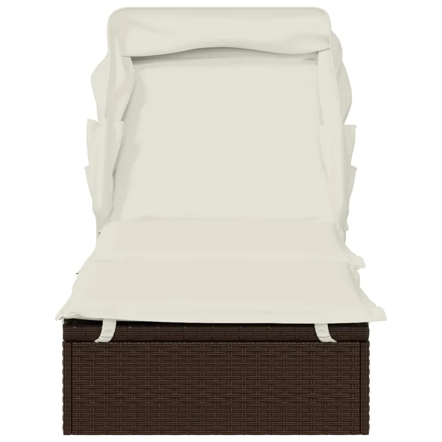 Transat avec toit pliable gris 213x63x97 cm résine tressée - 27