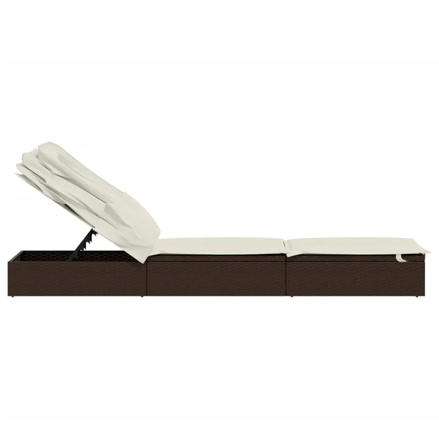 Transat avec toit pliable gris 213x63x97 cm résine tressée - 29