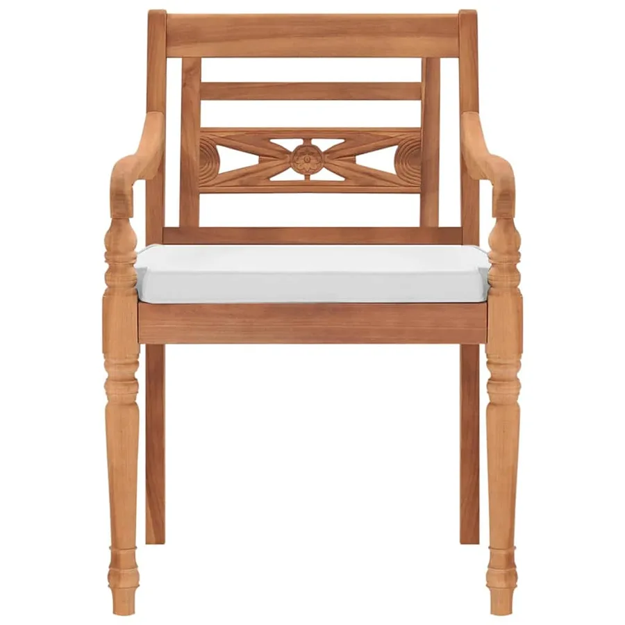Chaises Batavia lot de 2 avec coussins Bois de teck solide - 3