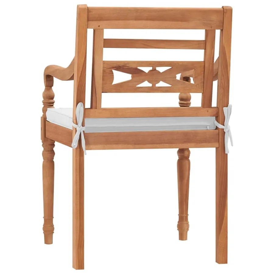 Chaises Batavia lot de 2 avec coussins Bois de teck solide - 5