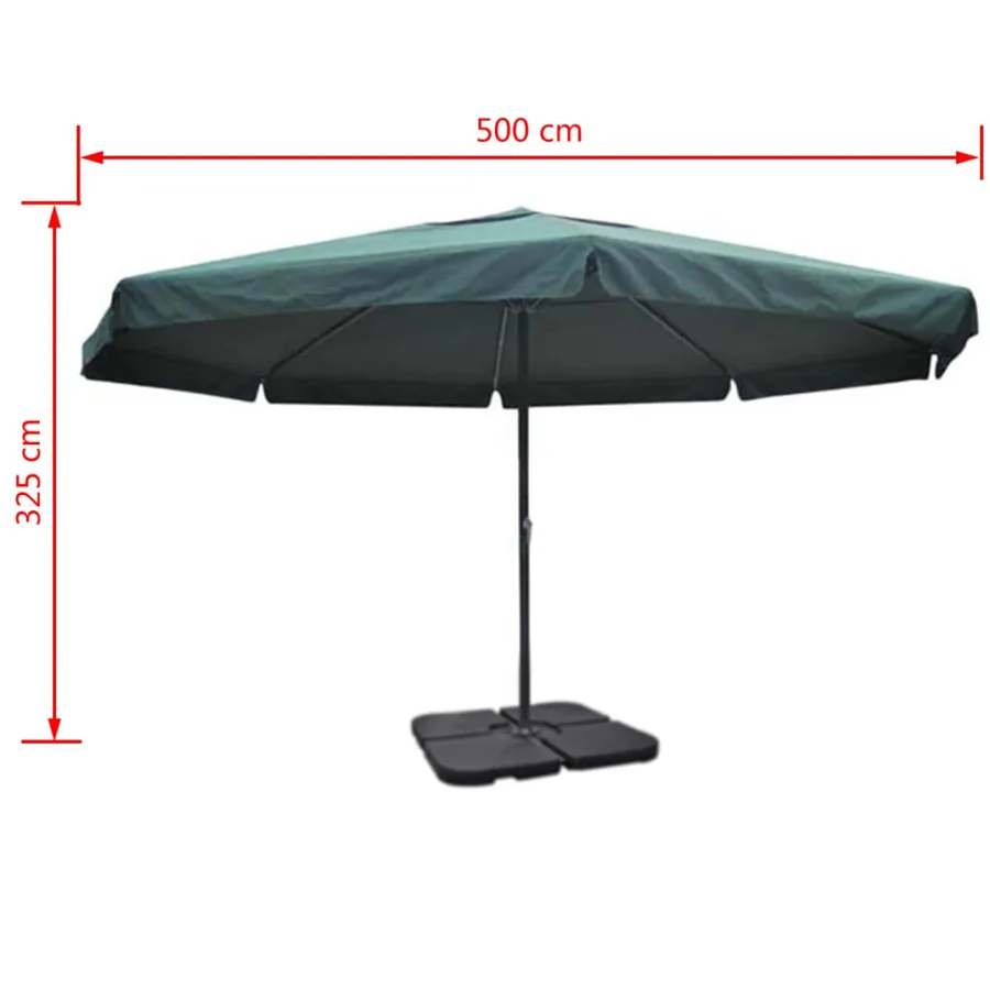 Parasol de jardin avec base portable aluminium vert - 9