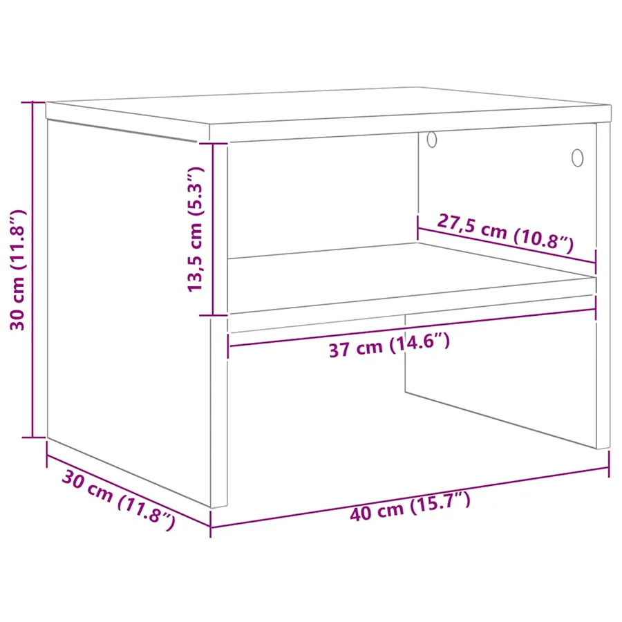 Table de chevet Blanc 40x30x30 cm Bois d'ingénierie - 10