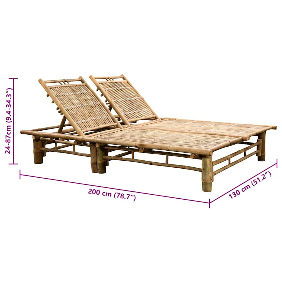 Chaise longue pour 2 personnes avec coussins Bambou - 13