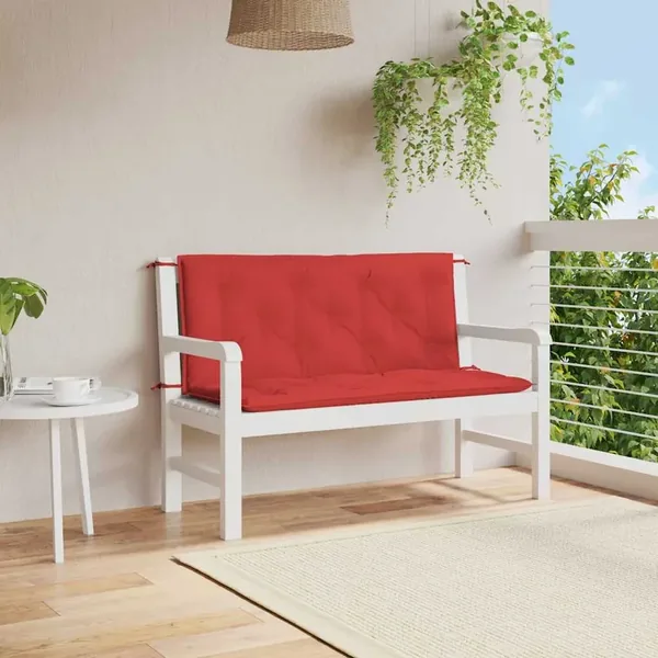 Coussin de banc de jardin rouge 120x(50+50)x7 cm tissu oxford