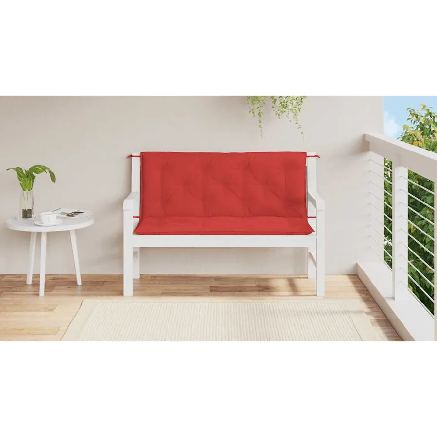 Coussin de banc de jardin rouge 120x(50+50)x7 cm tissu oxford - 3