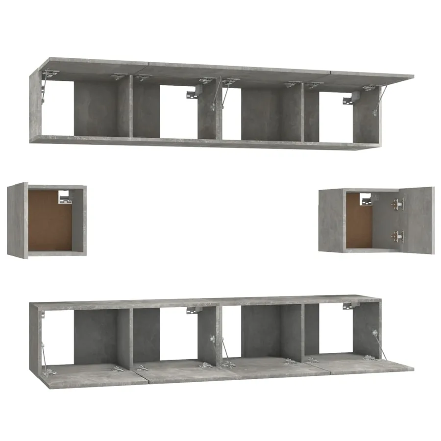 Ensemble de meubles TV 6 pcs Gris béton Bois d'ingénierie - 5