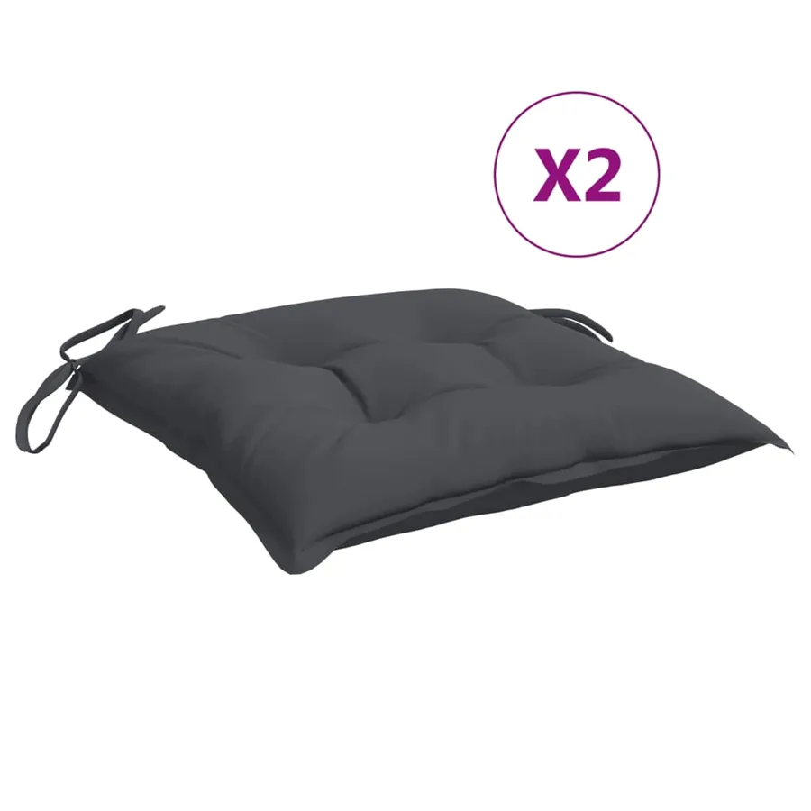 Coussins de chaise lot de 2 anthracite 50x50x7 cm tissu oxford - 2