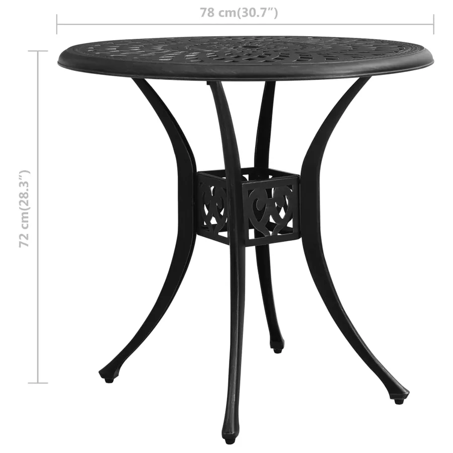 Table de jardin Noir 78x78x72 cm Aluminium coulé - 6