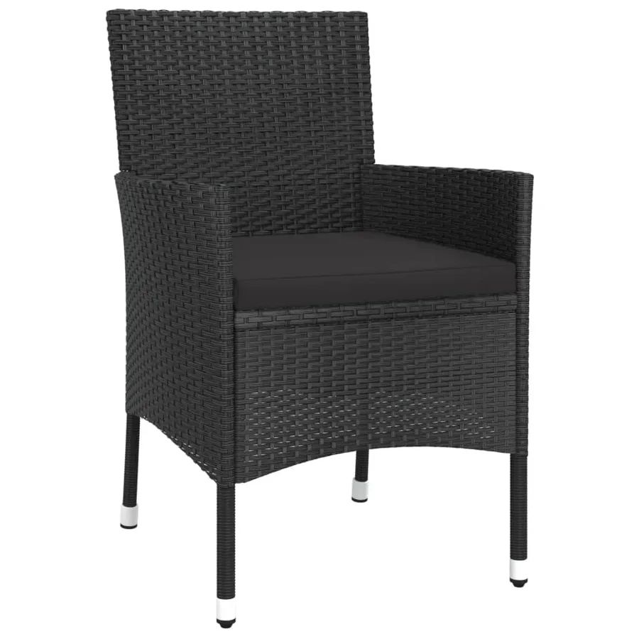 Ensemble à manger de jardin coussins 5pcs Noir Résine tressée - 5