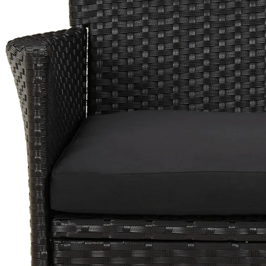 Ensemble à manger de jardin coussins 5pcs Noir Résine tressée - 6