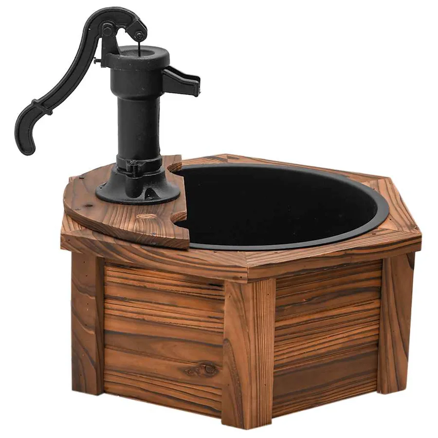 Fontaine à eau avec pompe 57x57x53 cm Bois de sapin massif - 5