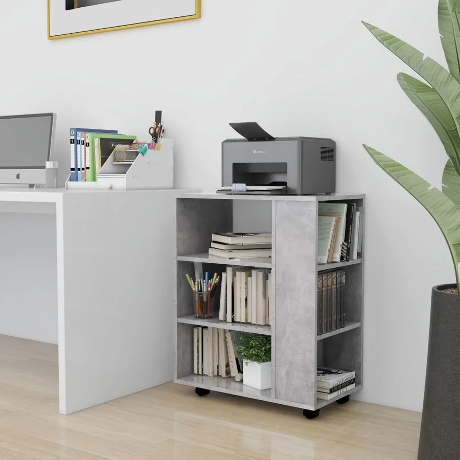 Armoire à roulettes Gris béton 60x35x75 cm Bois d’ingénierie